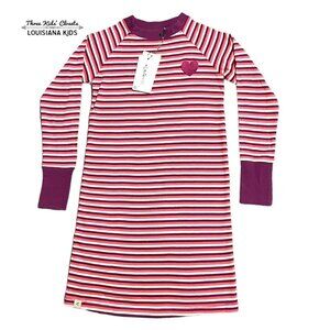 NEW Alba Of Denmark Sz 134 (9Y) Organic Striped Rib Everyday School Dress